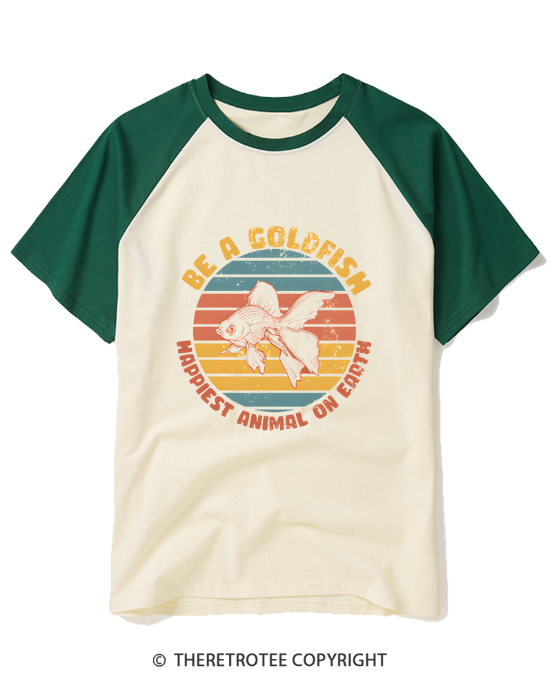 TheRetroTee Be A Goldfish 1970s Raglan Baseball T-Shirt