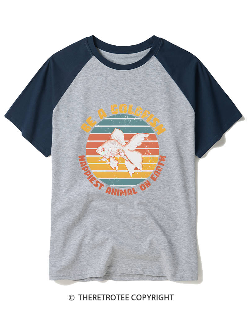TheRetroTee Be A Goldfish 1970s Raglan Baseball T-Shirt
