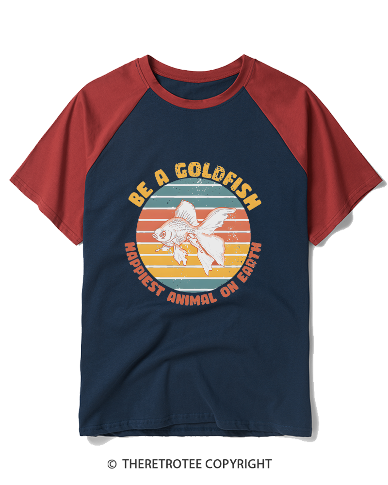 TheRetroTee Be A Goldfish 1970s Raglan Baseball T-Shirt