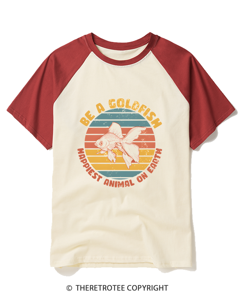 TheRetroTee Be A Goldfish 1970s Raglan Baseball T-Shirt