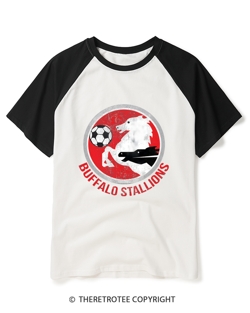 TheRetroTee Buffalo Stallions 1984 Raglan Baseball T-Shirt
