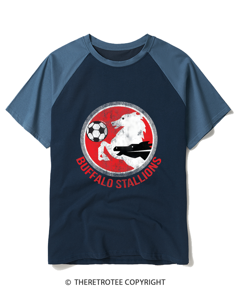 TheRetroTee Buffalo Stallions 1984 Raglan Baseball T-Shirt