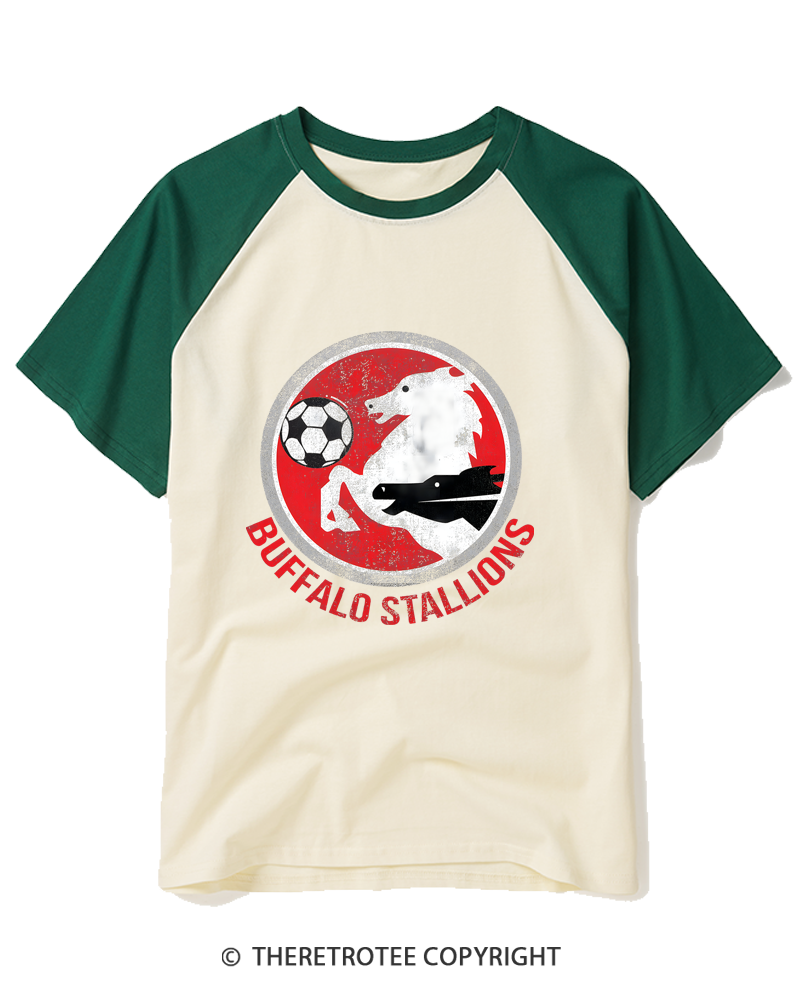 TheRetroTee Buffalo Stallions 1984 Raglan Baseball T-Shirt