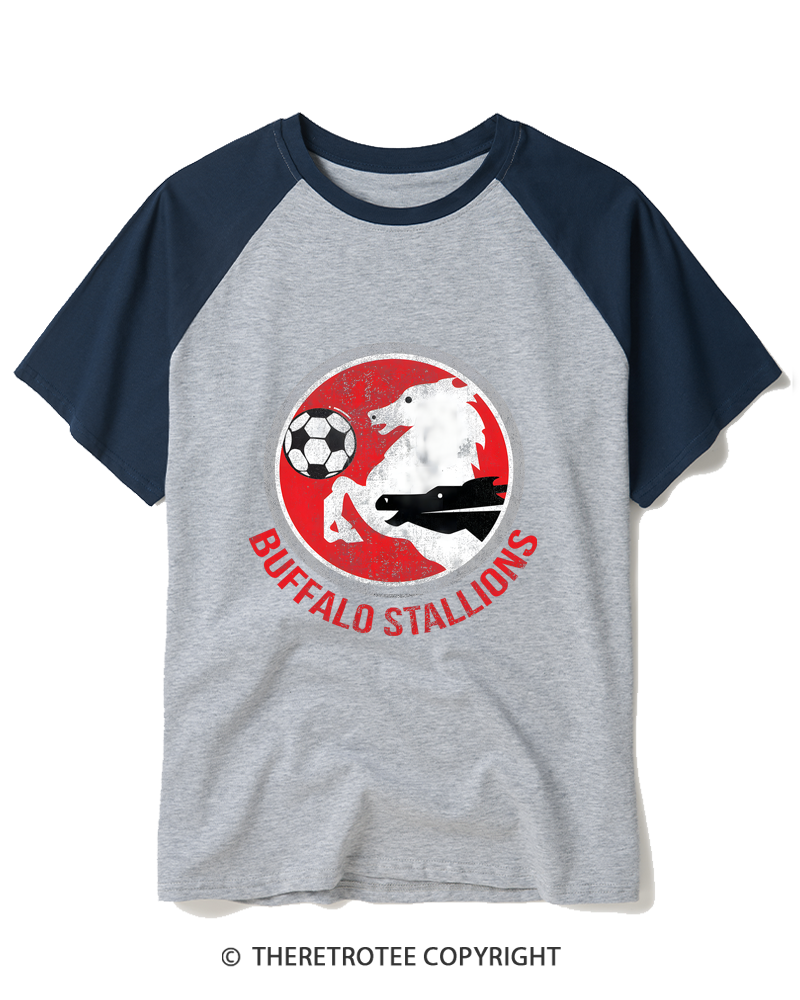 TheRetroTee Buffalo Stallions 1984 Raglan Baseball T-Shirt