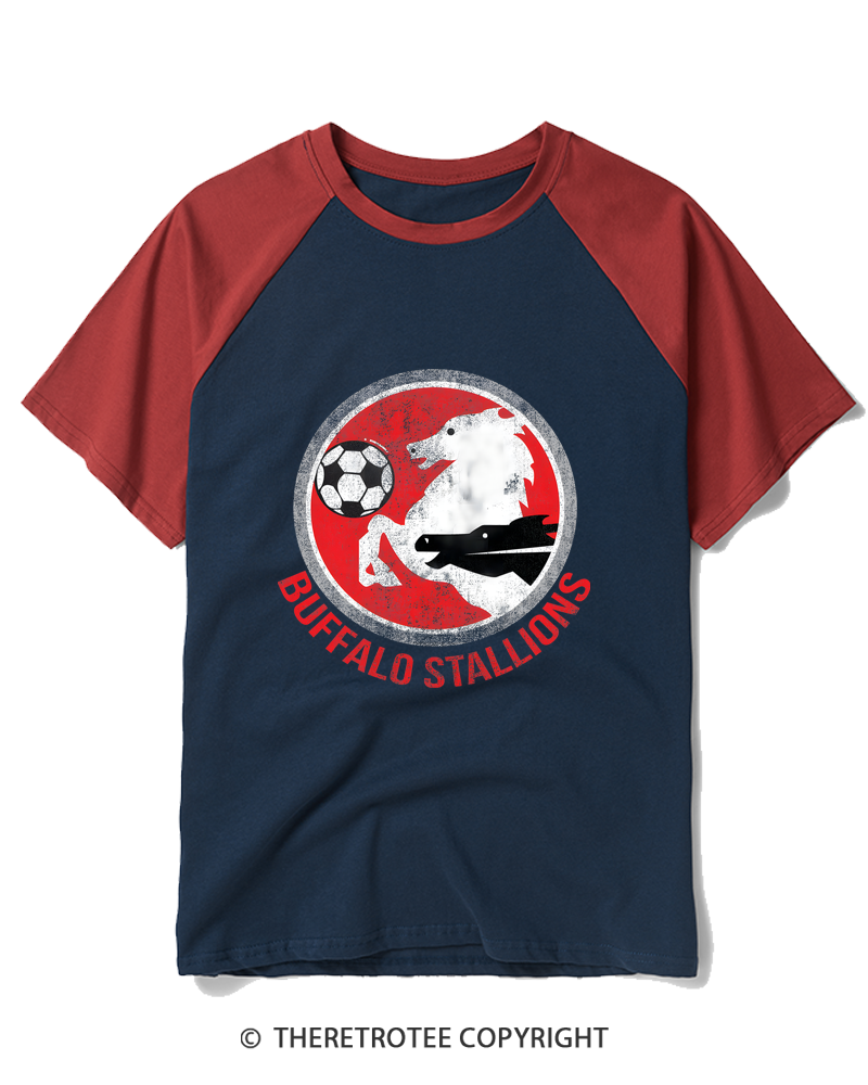 TheRetroTee Buffalo Stallions 1984 Raglan Baseball T-Shirt