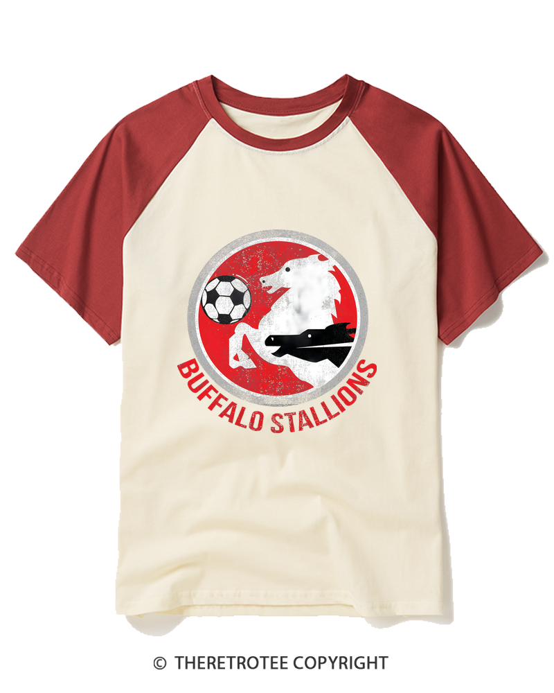 TheRetroTee Buffalo Stallions 1984 Raglan Baseball T-Shirt