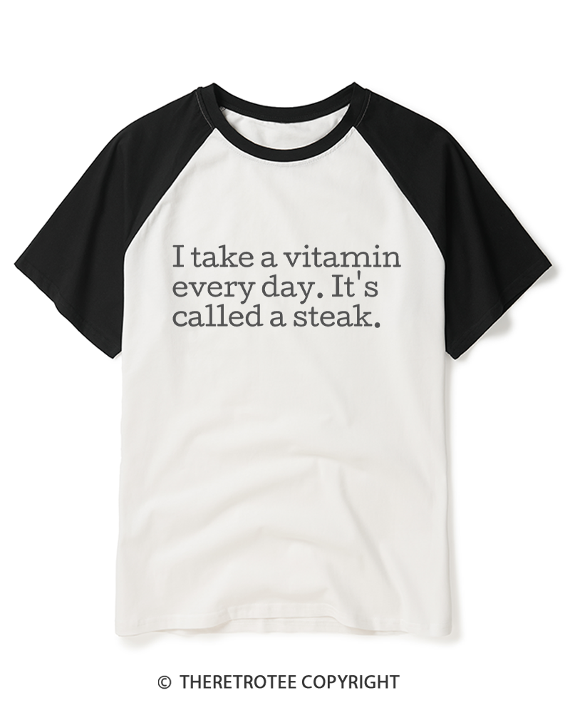 TheRetroTee It's Called A Steak Raglan Baseball T-Shirt