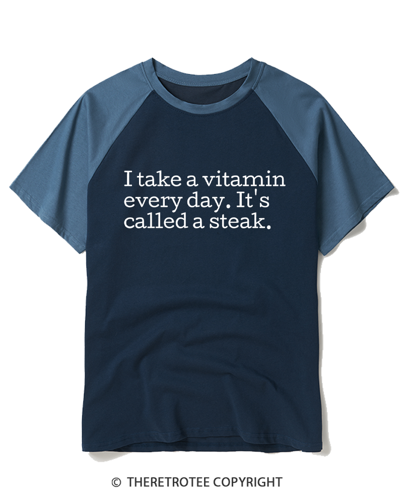 TheRetroTee It's Called A Steak Raglan Baseball T-Shirt