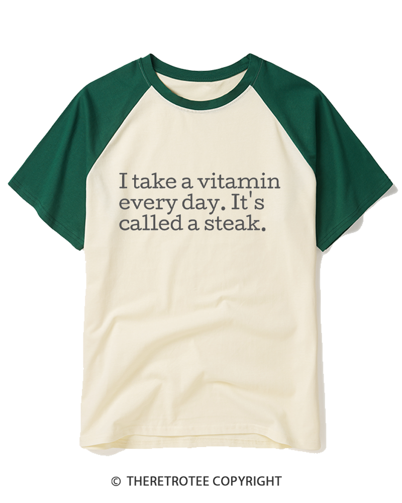 TheRetroTee It's Called A Steak Raglan Baseball T-Shirt