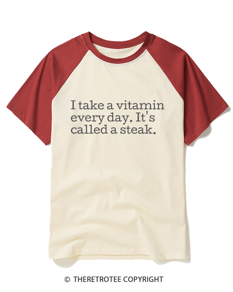 TheRetroTee It's Called A Steak Raglan Baseball T-Shirt