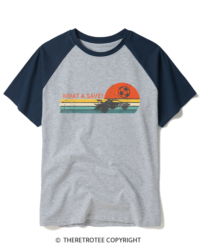TheRetroTee Rocket Soccer Car 1970s Raglan Baseball T-Shirt