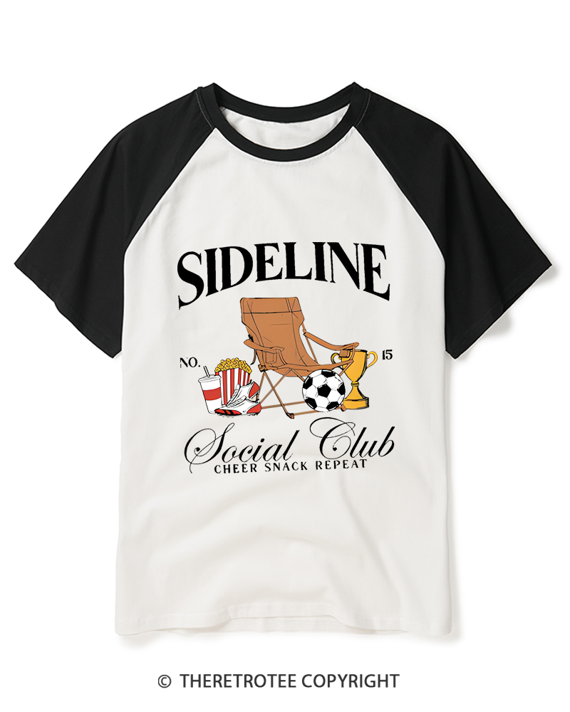TheRetroTee Sideline Social Club 1990s Raglan Baseball T-Shirt