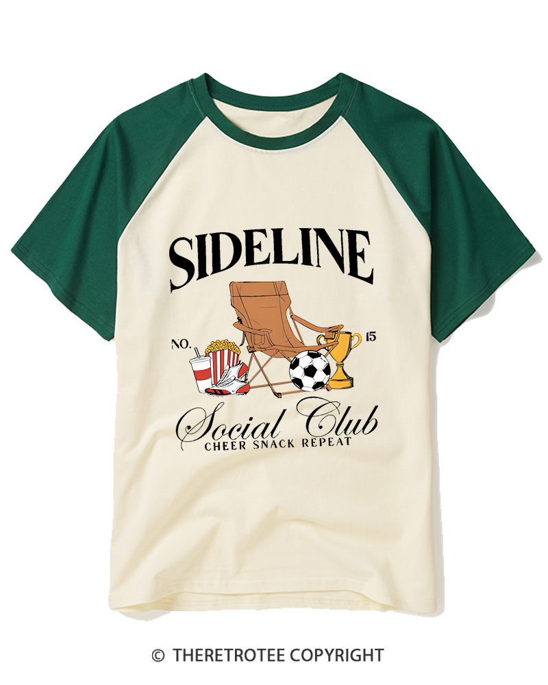 TheRetroTee Sideline Social Club 1990s Raglan Baseball T-Shirt