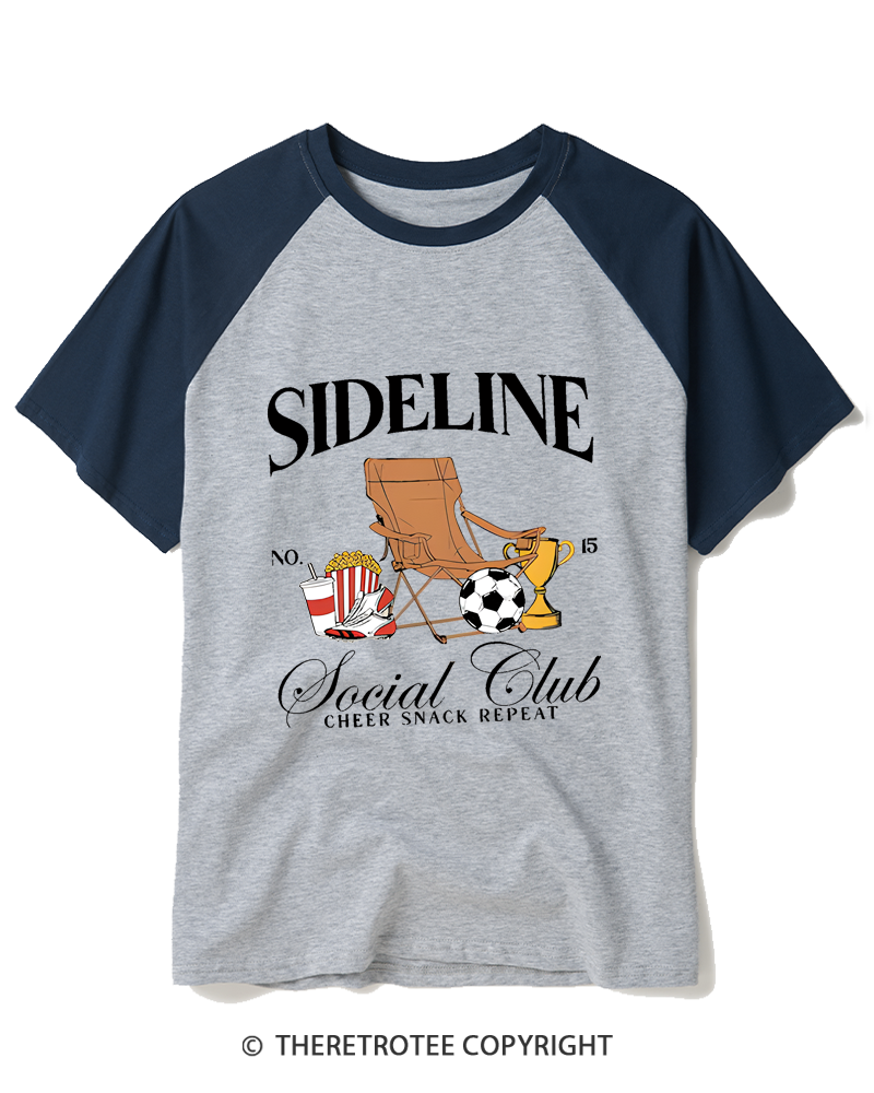 TheRetroTee Sideline Social Club 1990s Raglan Baseball T-Shirt