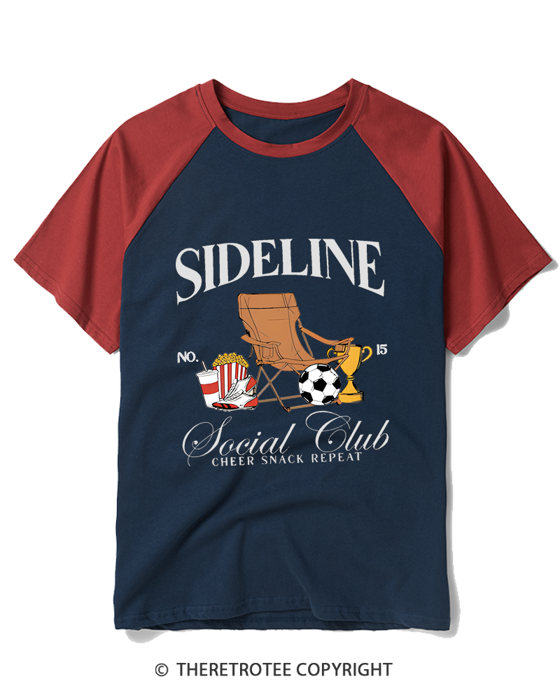 TheRetroTee Sideline Social Club 1990s Raglan Baseball T-Shirt