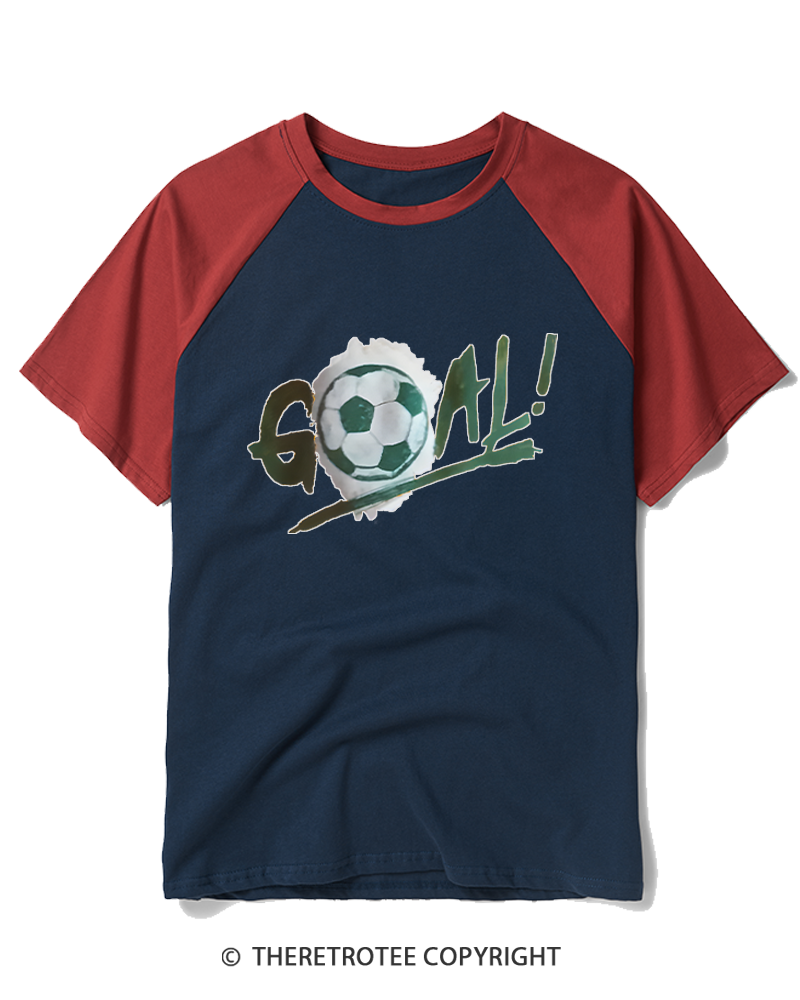 TheRetroTee Soccer Ball Goal 1994 Raglan Baseball T-Shirt