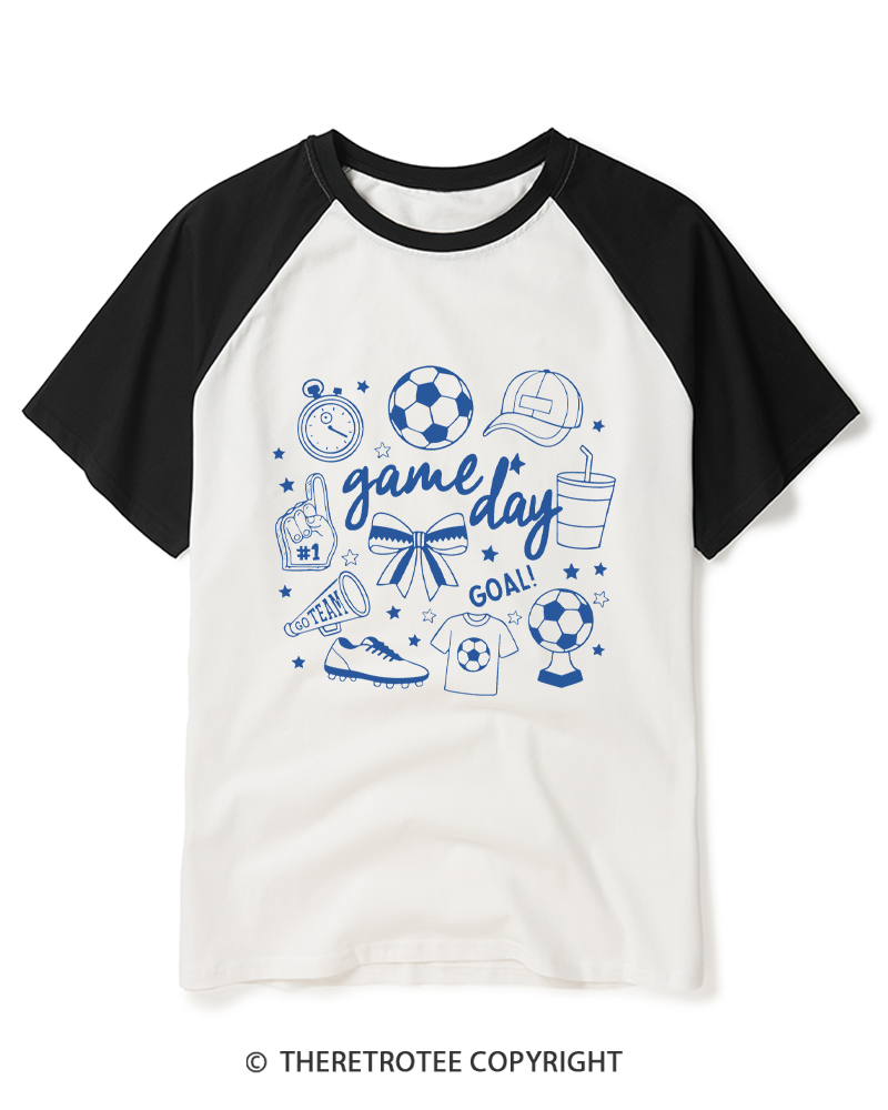 TheRetroTee Soccer Doodles 1990s Raglan Baseball T-Shirt