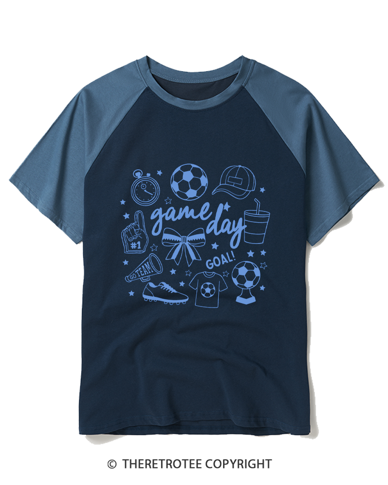 TheRetroTee Soccer Doodles 1990s Raglan Baseball T-Shirt