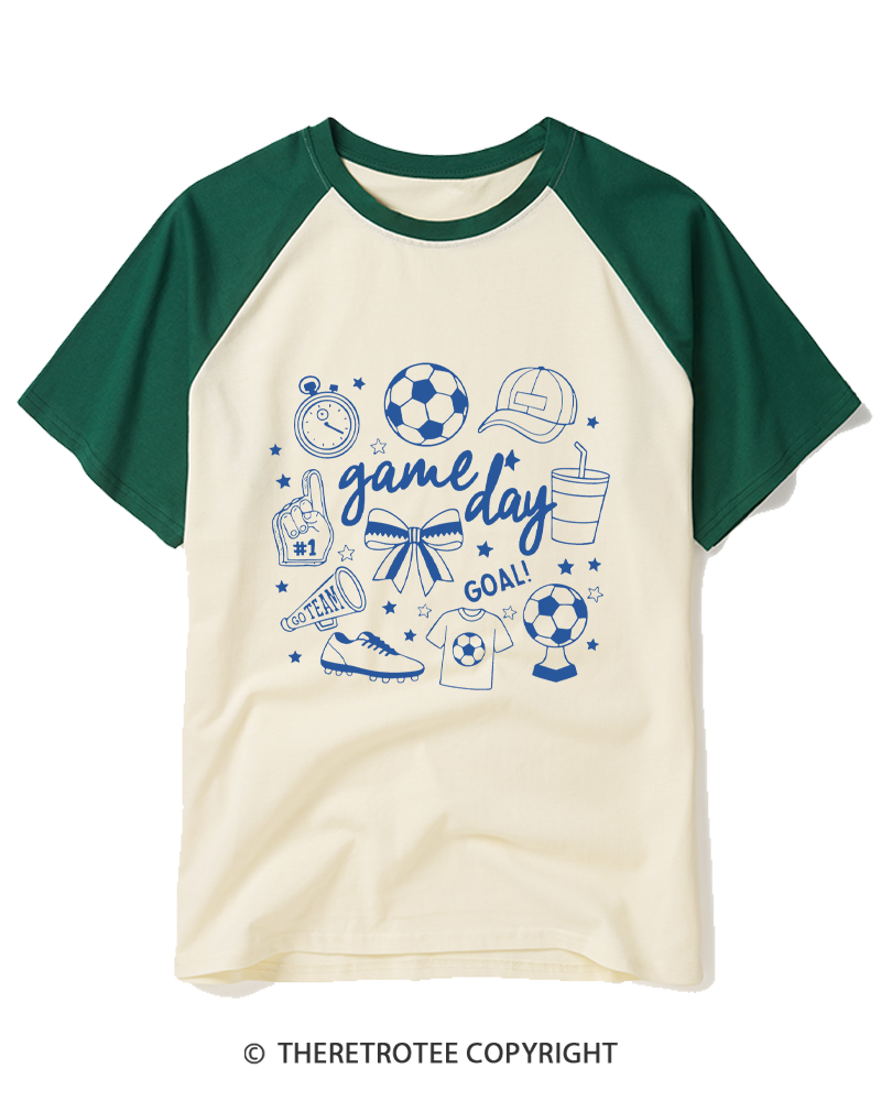 TheRetroTee Soccer Doodles 1990s Raglan Baseball T-Shirt
