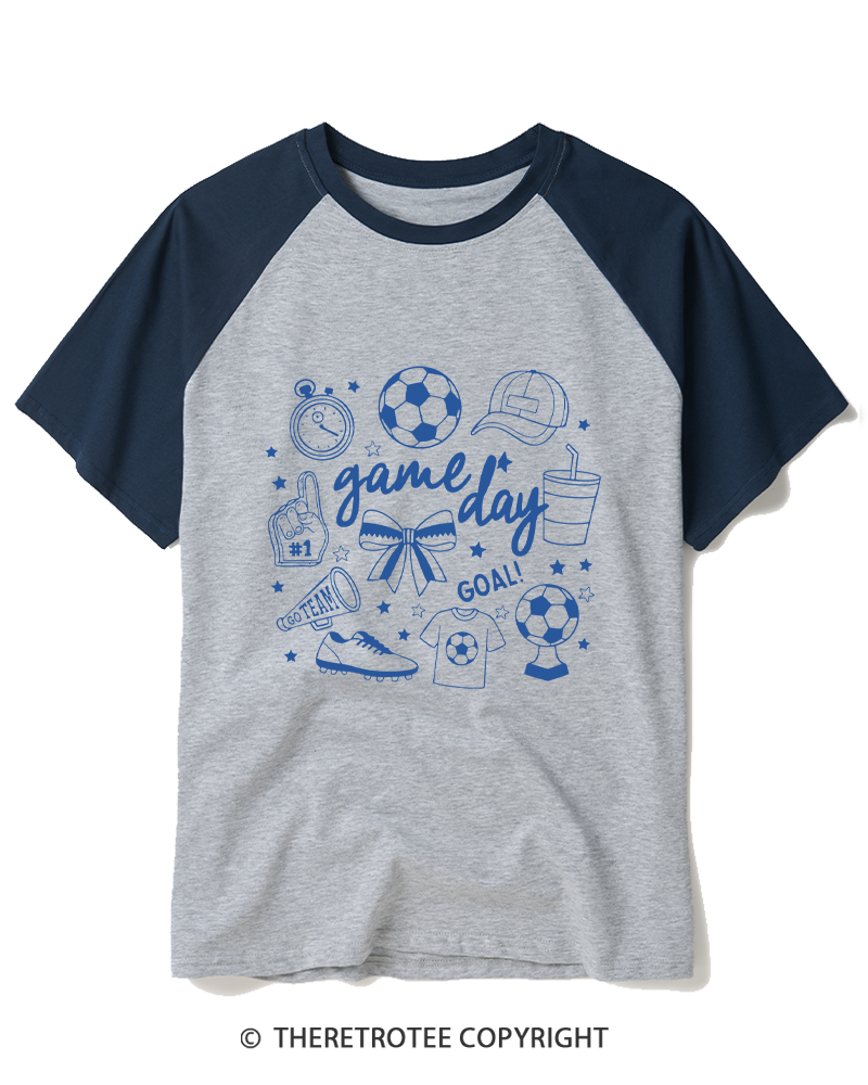 TheRetroTee Soccer Doodles 1990s Raglan Baseball T-Shirt