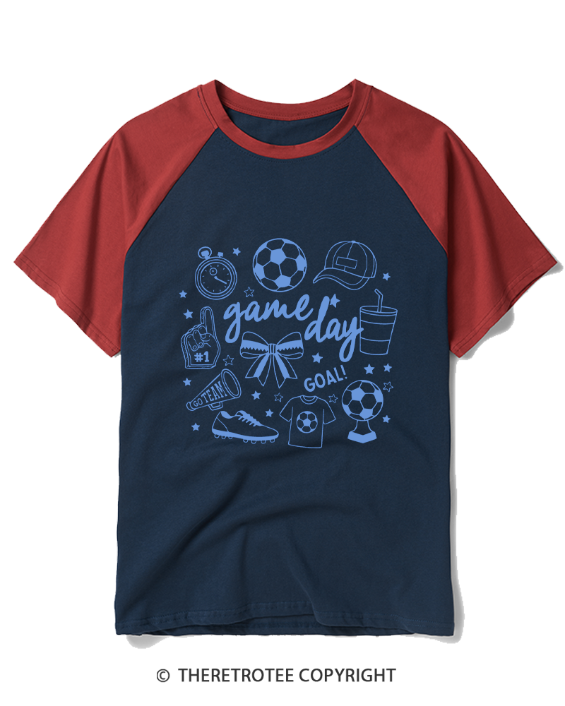 TheRetroTee Soccer Doodles 1990s Raglan Baseball T-Shirt