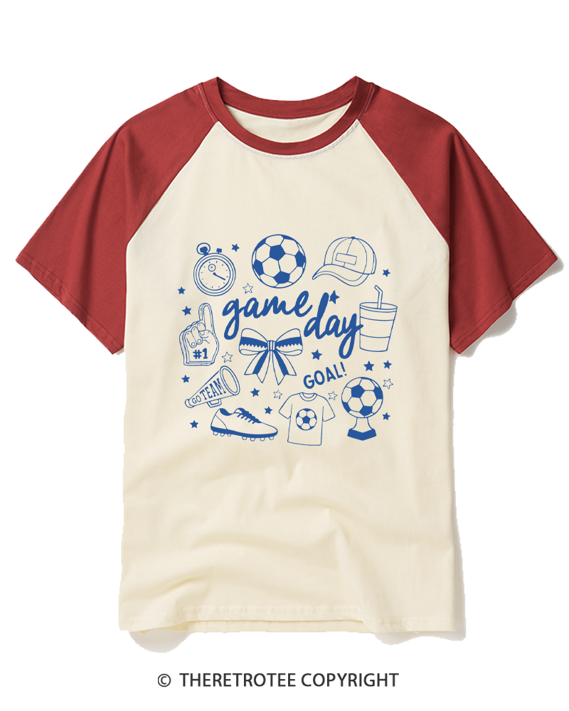TheRetroTee Soccer Doodles 1990s Raglan Baseball T-Shirt