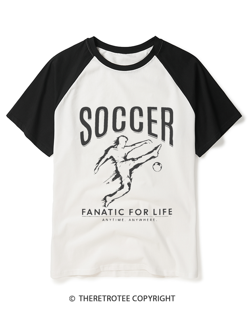 TheRetroTee Soccer Fanatic for Life 2000s Raglan Baseball T-Shirt