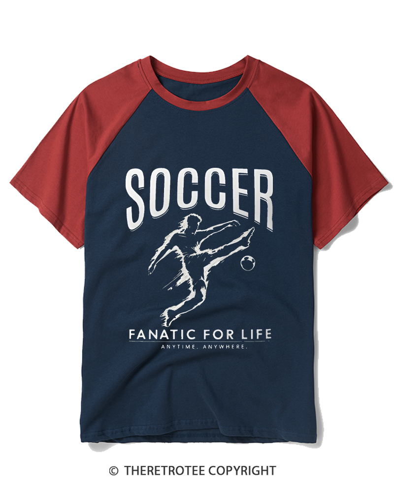 TheRetroTee Soccer Fanatic for Life 2000s Raglan Baseball T-Shirt