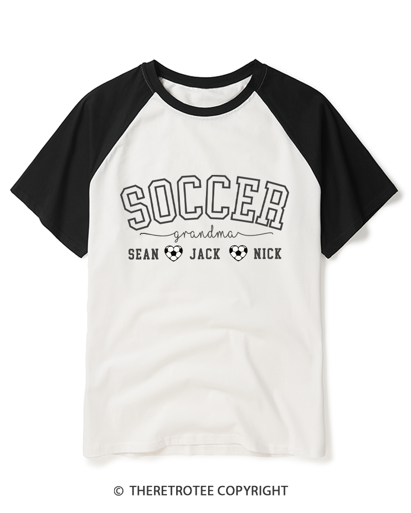 TheRetroTee Soccer Grandma Raglan Baseball T-Shirt