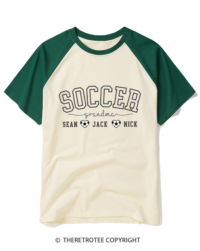 TheRetroTee Soccer Grandma Raglan Baseball T-Shirt