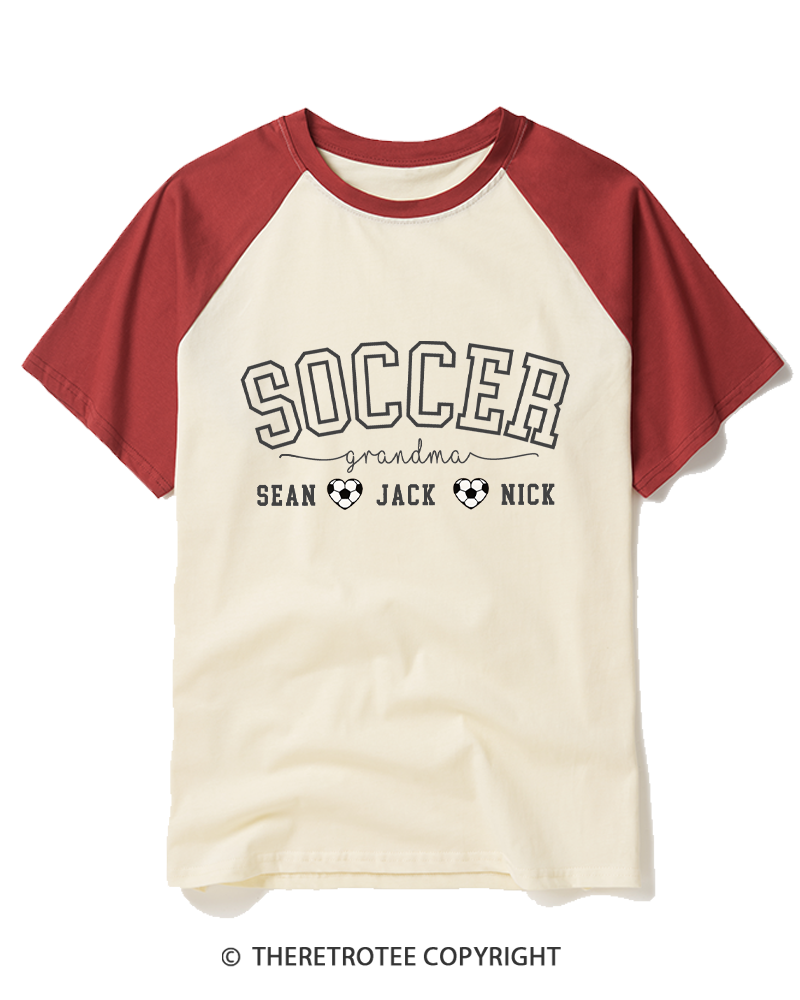 TheRetroTee Soccer Grandma Raglan Baseball T-Shirt
