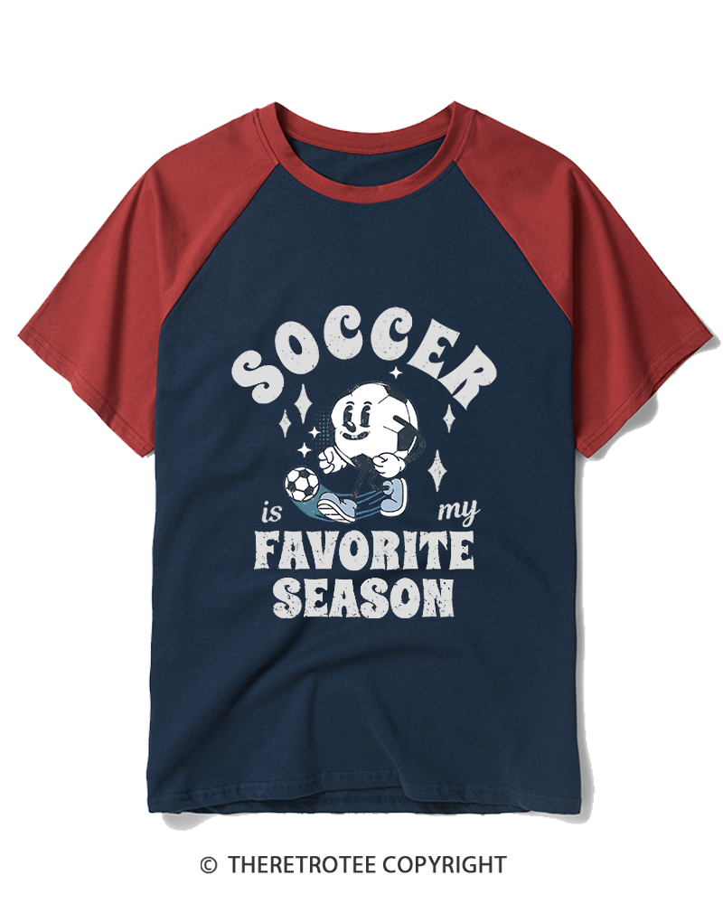 TheRetroTee Soccer is My Favorite Season 1970s Raglan Baseball T-Shirt