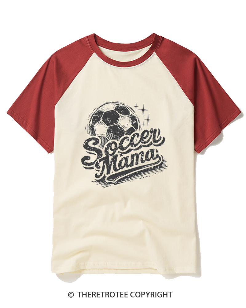 TheRetroTee Soccer Mama 1980s Raglan Baseball T-Shirt