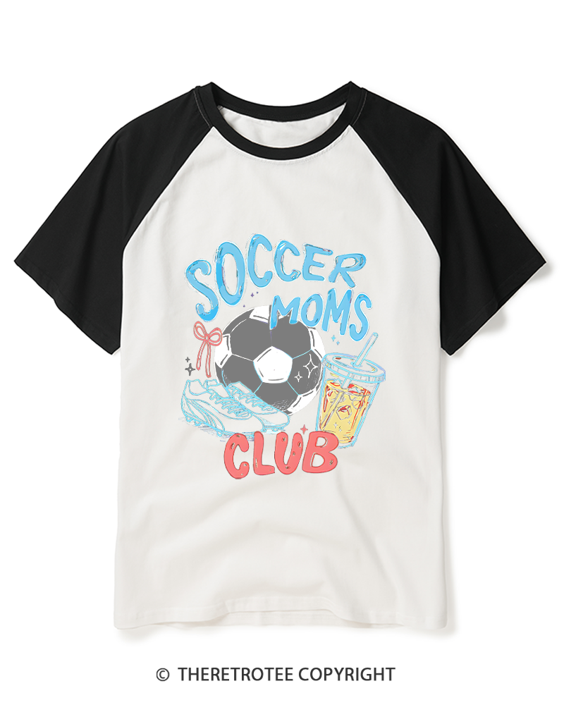 TheRetroTee Soccer Moms Club 1990s Raglan Baseball T-Shirt