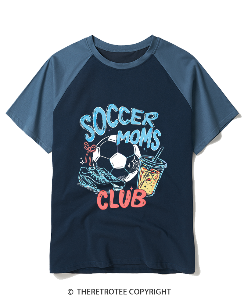 TheRetroTee Soccer Moms Club 1990s Raglan Baseball T-Shirt