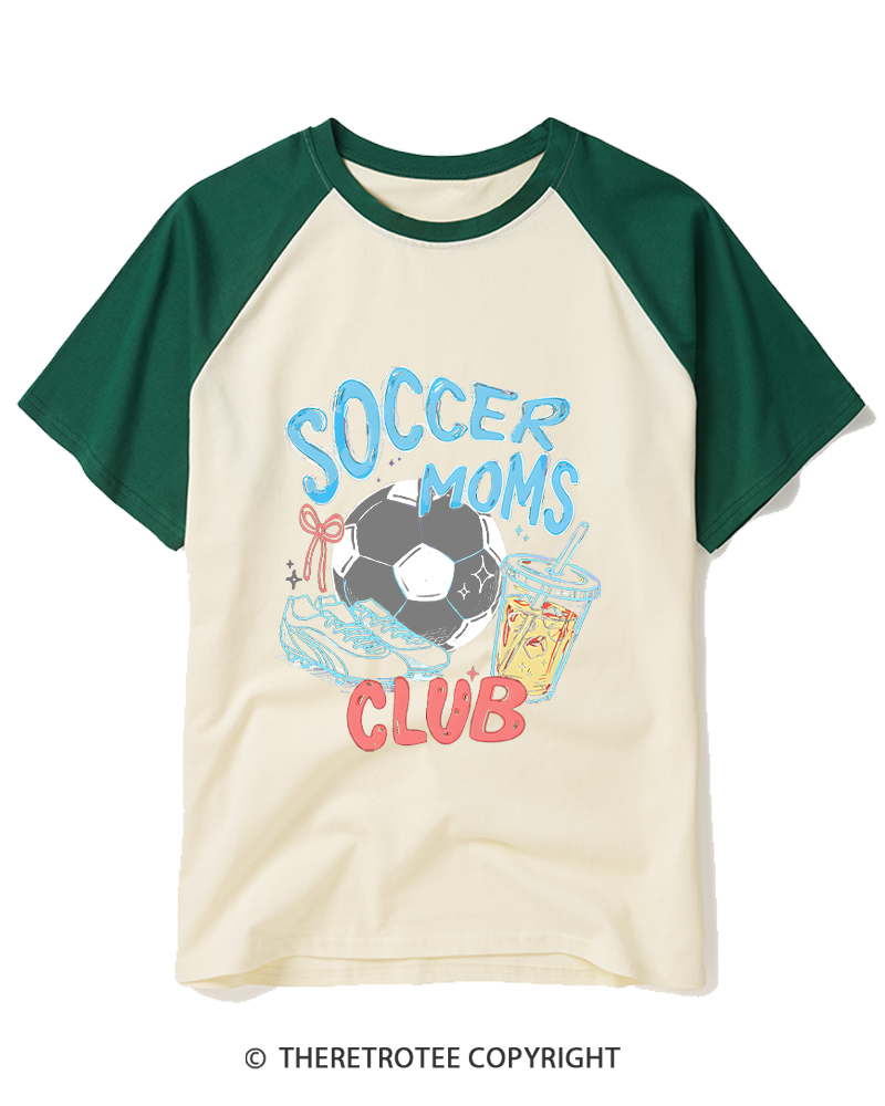 TheRetroTee Soccer Moms Club 1990s Raglan Baseball T-Shirt