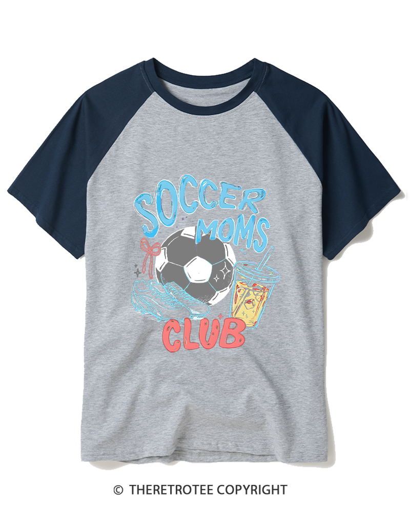 TheRetroTee Soccer Moms Club 1990s Raglan Baseball T-Shirt