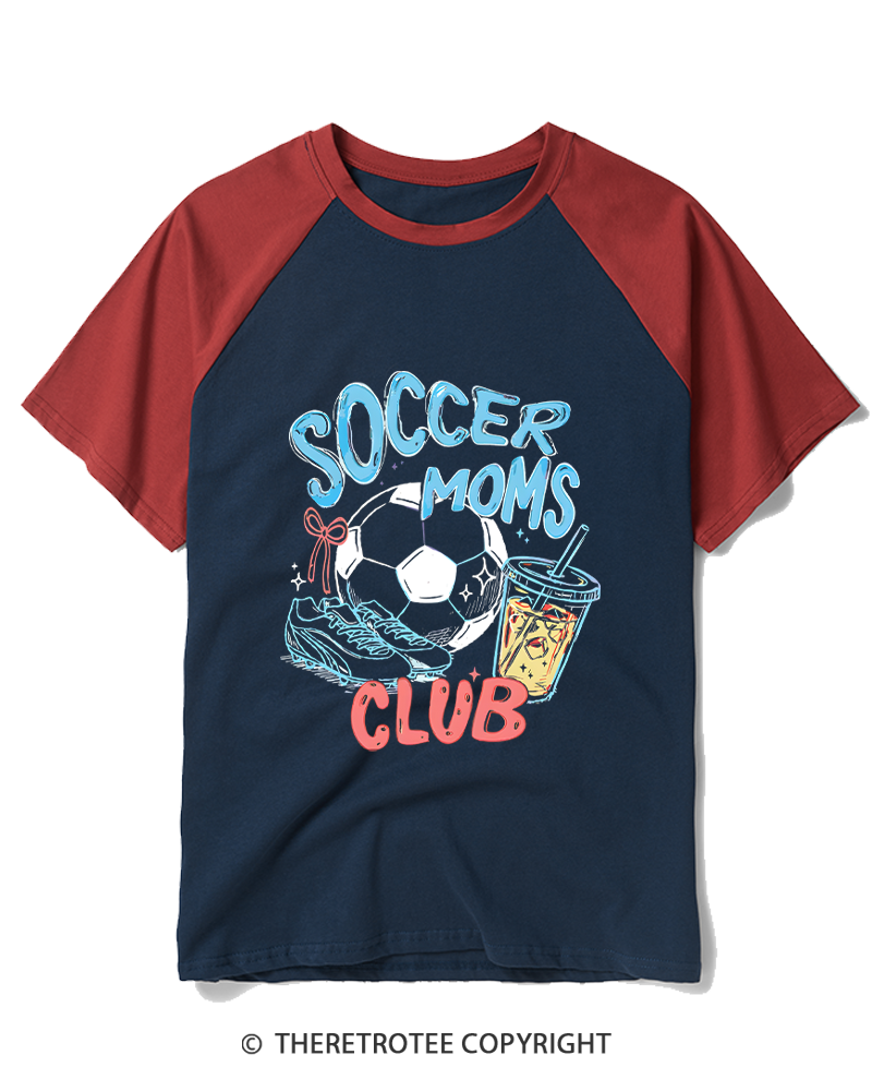 TheRetroTee Soccer Moms Club 1990s Raglan Baseball T-Shirt