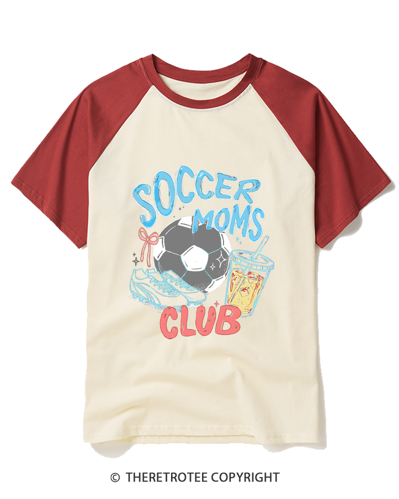 TheRetroTee Soccer Moms Club 1990s Raglan Baseball T-Shirt