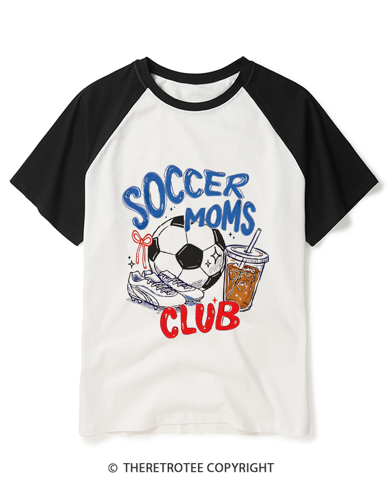 TheRetroTee Soccer Moms Club 1990s Raglan Baseball T-Shirt