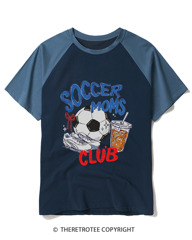 TheRetroTee Soccer Moms Club 1990s Raglan Baseball T-Shirt