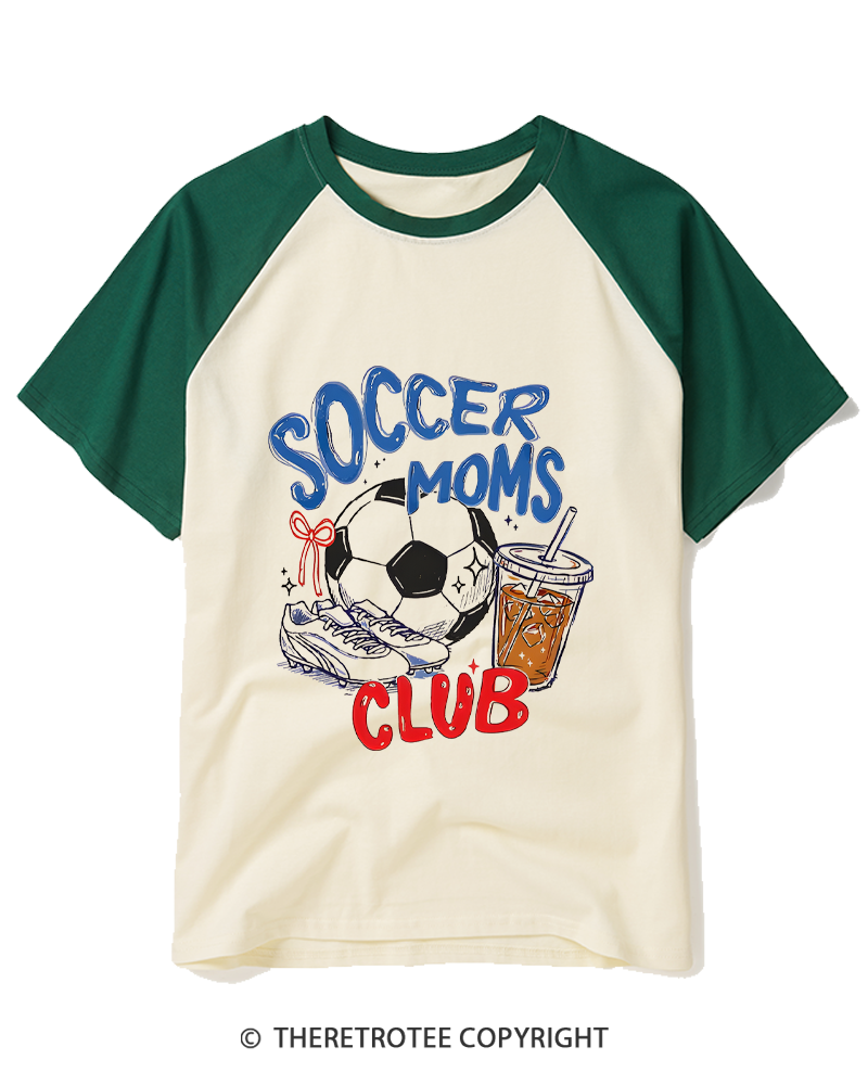 TheRetroTee Soccer Moms Club 1990s Raglan Baseball T-Shirt