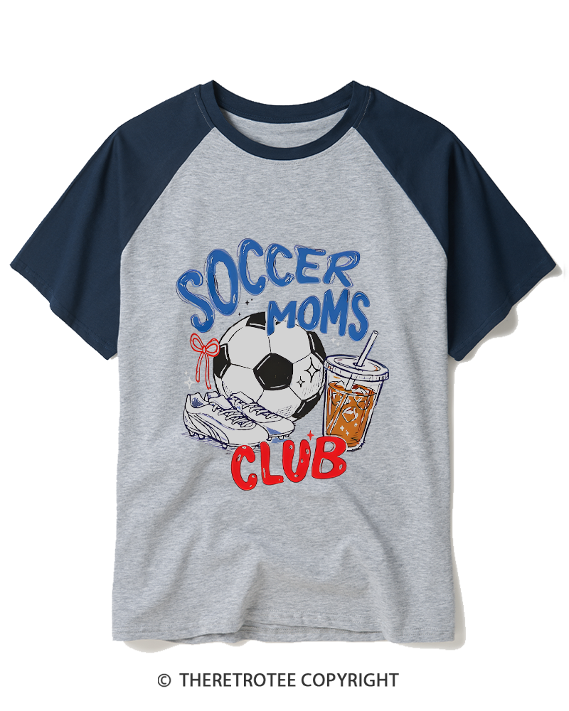 TheRetroTee Soccer Moms Club 1990s Raglan Baseball T-Shirt