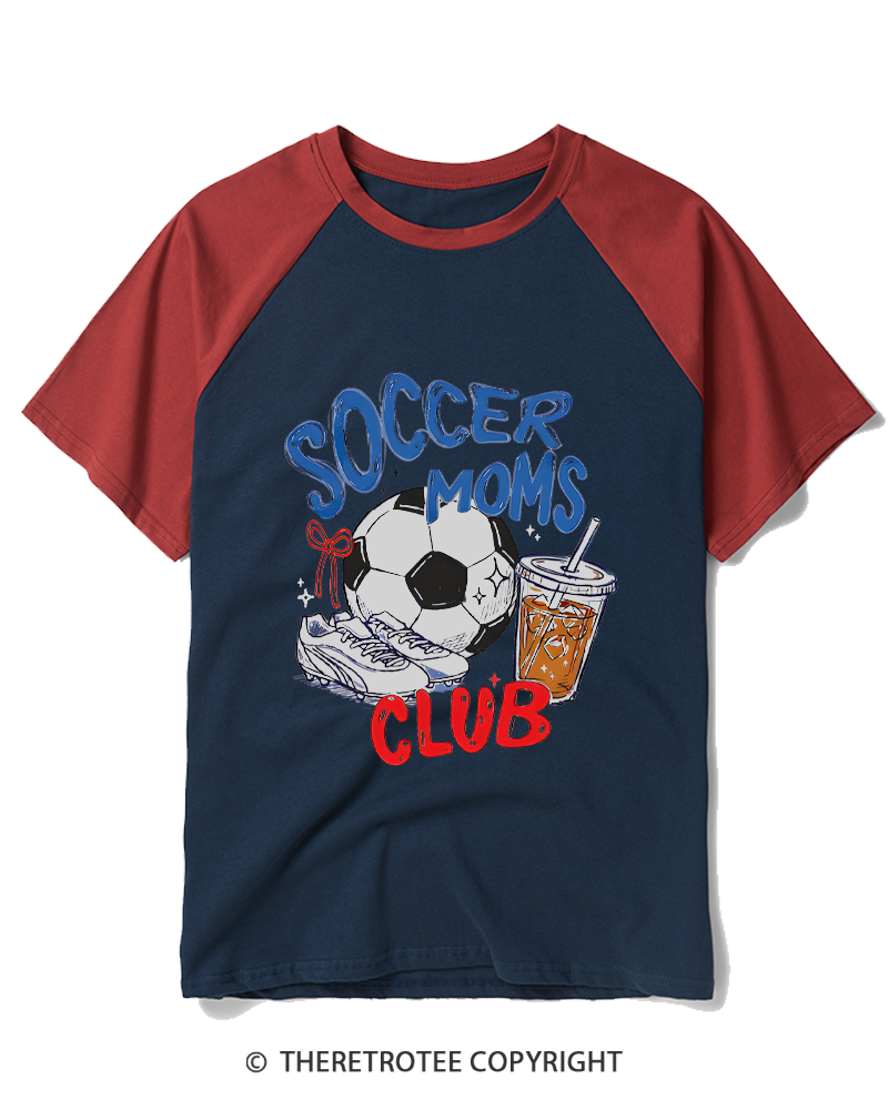 TheRetroTee Soccer Moms Club 1990s Raglan Baseball T-Shirt