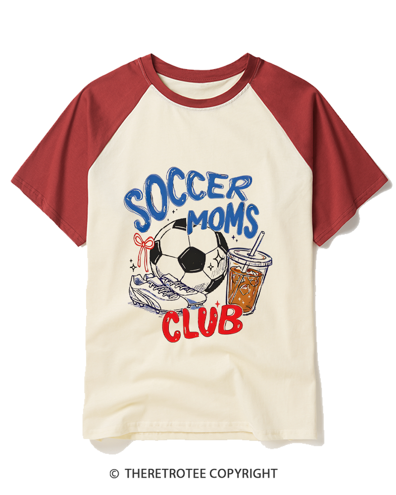 TheRetroTee Soccer Moms Club 1990s Raglan Baseball T-Shirt