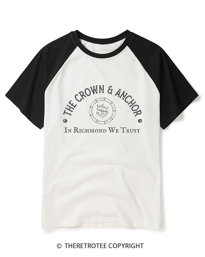 TheRetroTee The Crown and Anchor Raglan Baseball T-Shirt