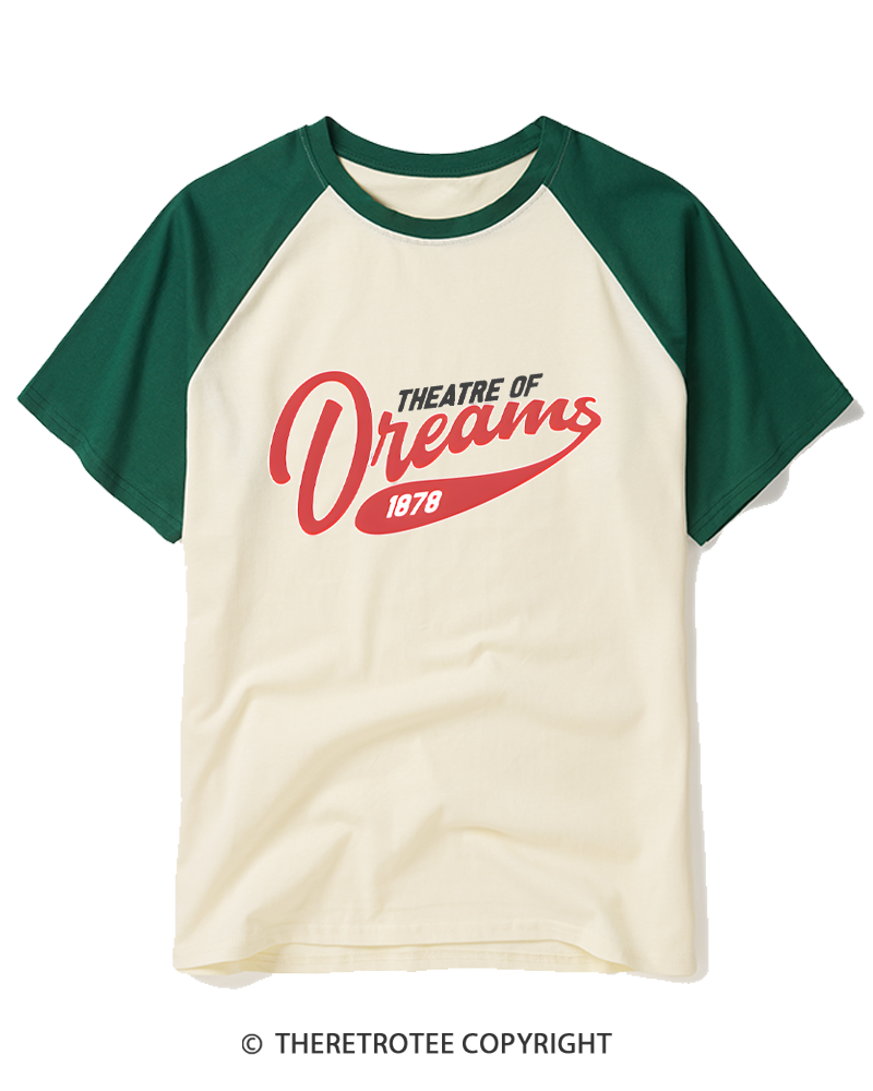 TheRetroTee Theatre of Dreams 1878 Raglan Baseball T-Shirt