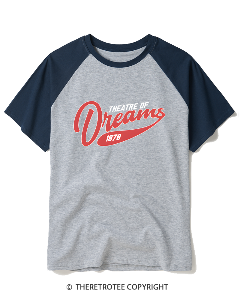 TheRetroTee Theatre of Dreams 1878 Raglan Baseball T-Shirt