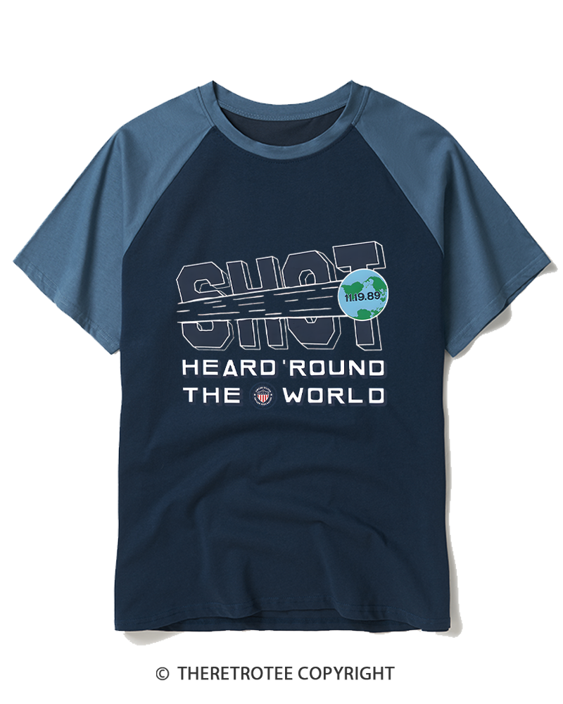 TheRetroTee US Soccer Shot Heard 'Round 1989 Raglan Baseball T-Shirt