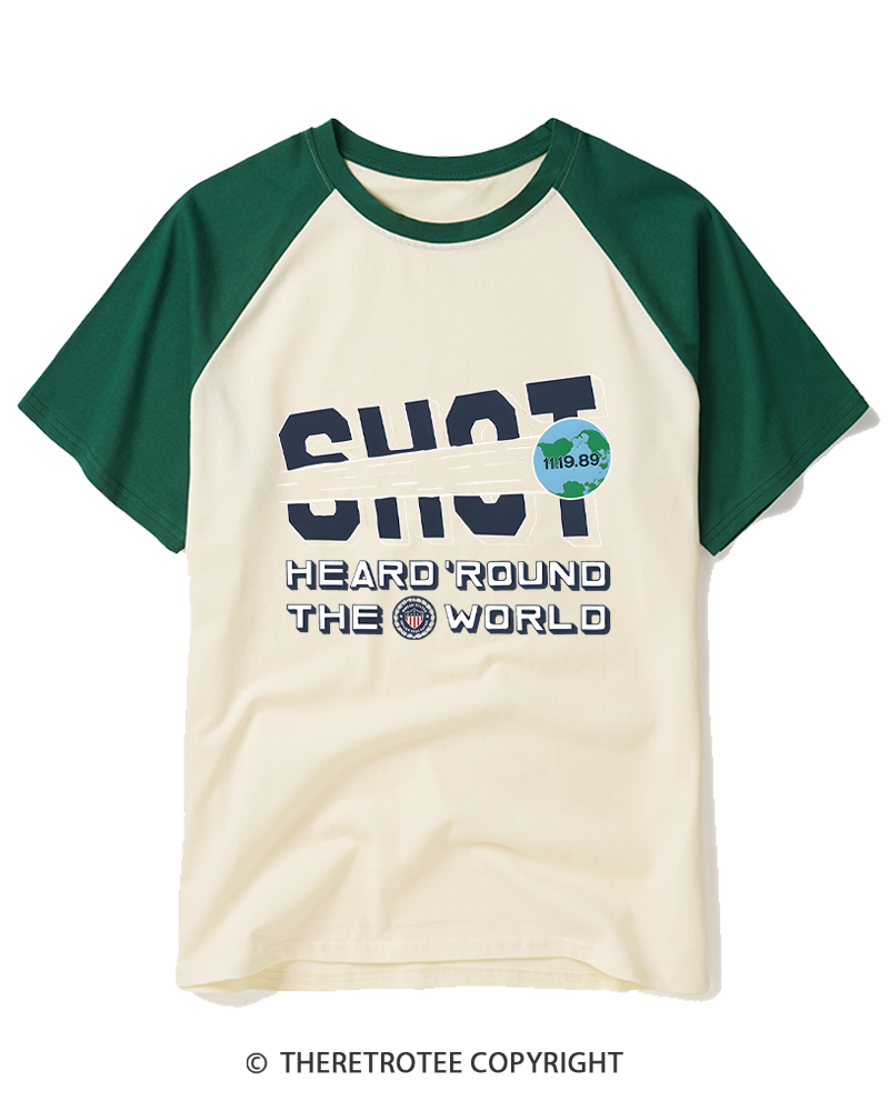 TheRetroTee US Soccer Shot Heard 'Round 1989 Raglan Baseball T-Shirt
